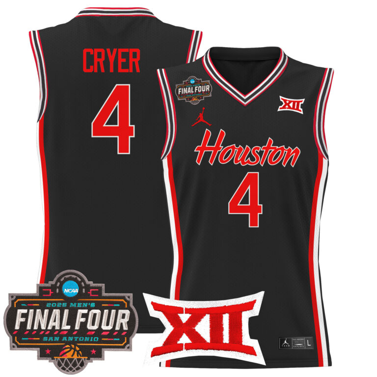 Men Houston Cougars #4 Cryer black 2025 Final Four Patch NCAA Jerseys